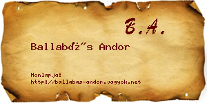 Ballabás Andor névjegykártya